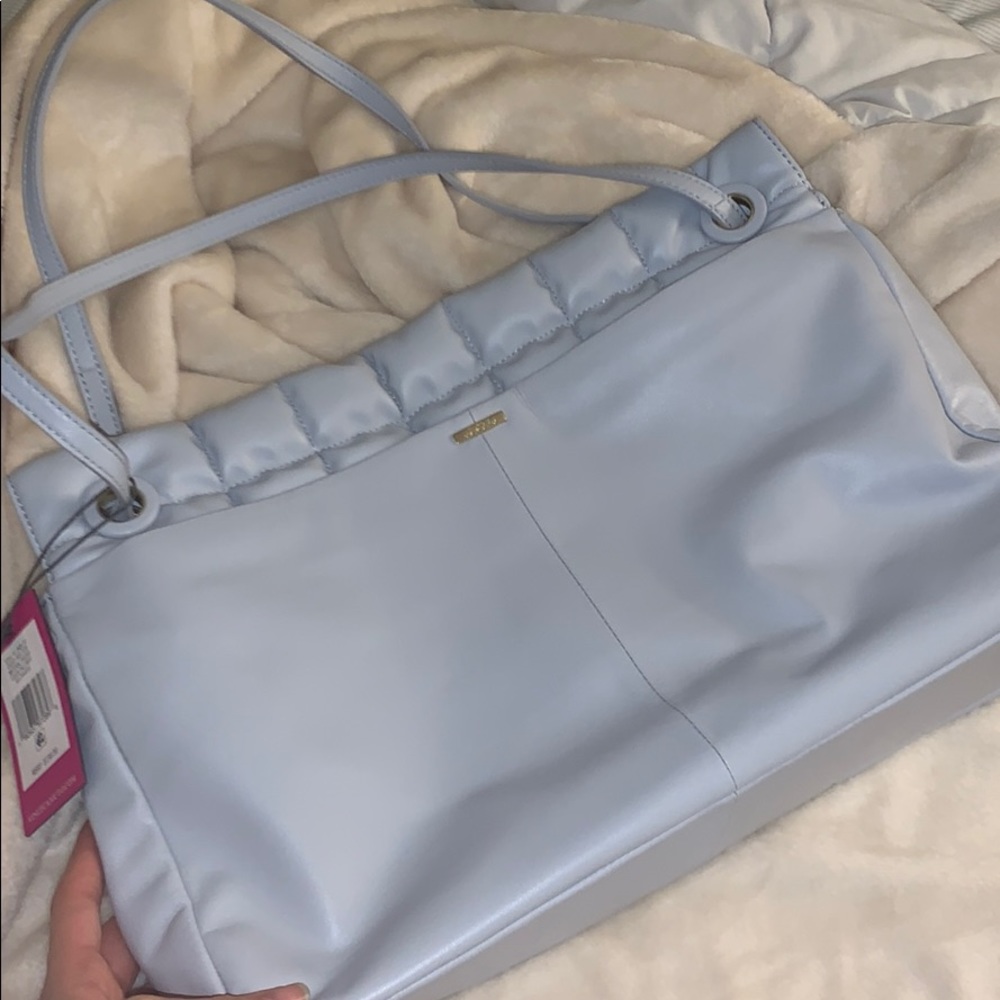 Pale blue square cushion Vince Camuto tote-